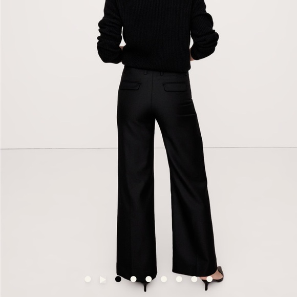 Banana Republic Lido Wide Leg Italian Wool Pants Black 2 - Picture 3 of 8